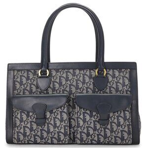 Christian Dior Vintage Trotter Double Pocket Tote Blue Monogram Shoulder Bag